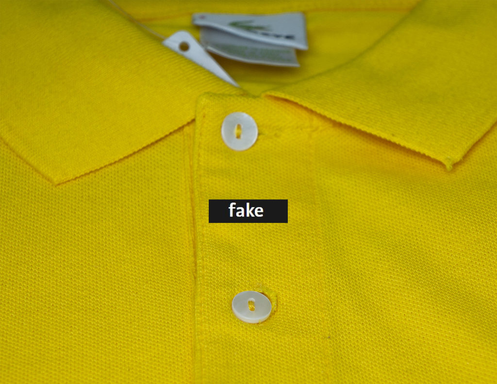lacoste polo fake buttons
